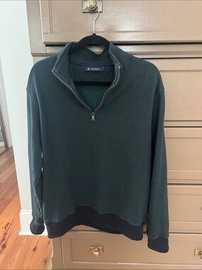 Daniel Cremieux Dark Green Half-Zip Sweater with Navy Trim